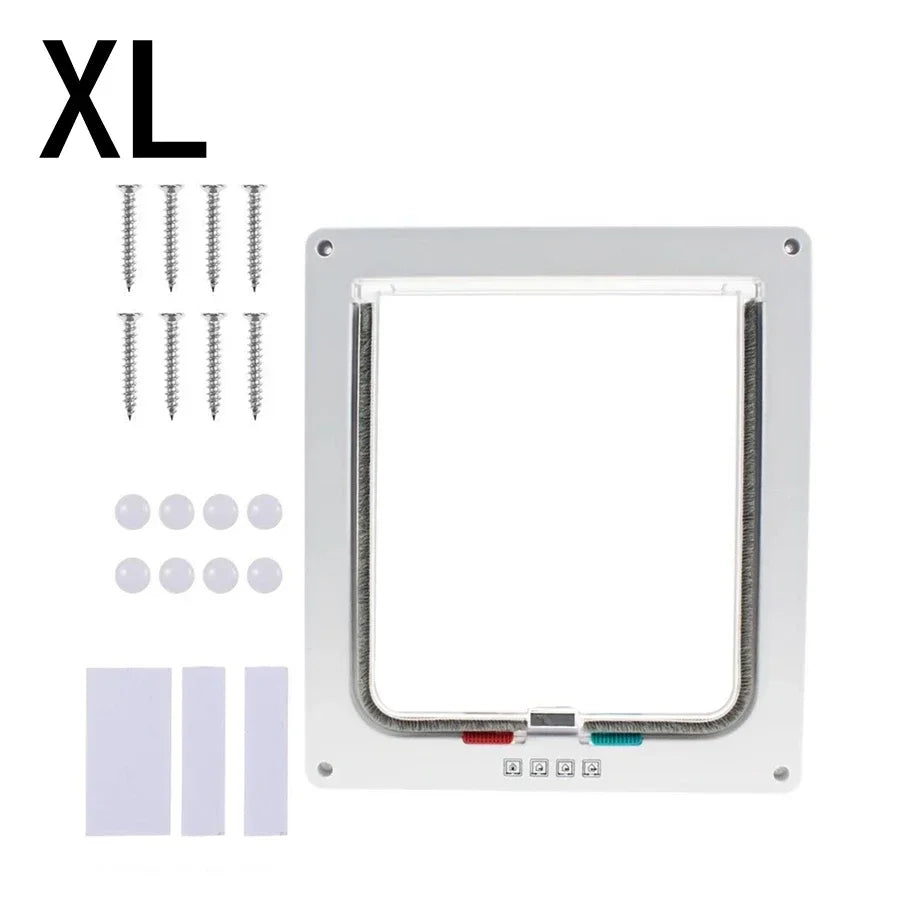 🚪 Cat Flap Door 🐱 4-Way Lockable Pet Door for Walls & Windows