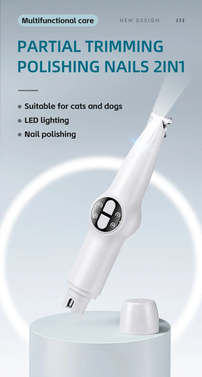 🐾 LED Pet Nail Grinder 🌟 3-Speed Rechargeable Nail Trimmer for Dogs & Cats