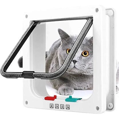 🚪 Cat Flap Door 🐱 4-Way Lockable Pet Door for Walls & Windows