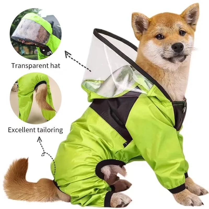 ☔ Waterproof Dog Raincoat 🐾 Reflective Hooded Pet Jumpsuit