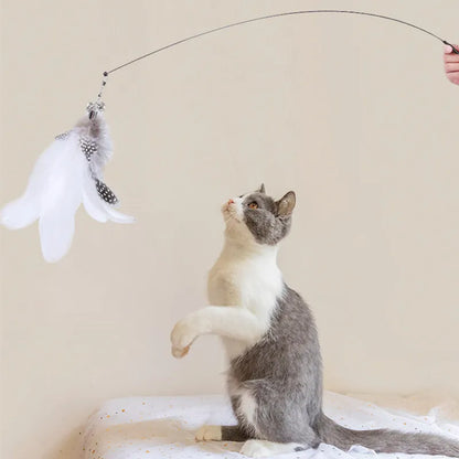 🐾 Feather Cat Toy 🎣 Interactive Wand with Suction Base