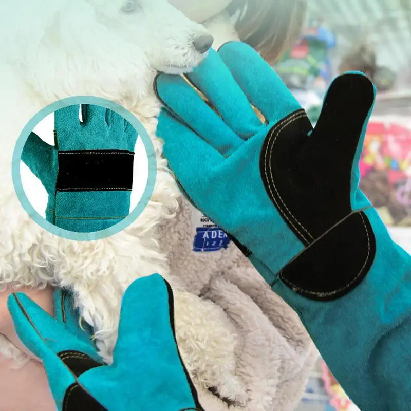 🧤 Anti-Bite Pet Handling Gloves – Thickened Cowhide Protective Gloves for Dogs, Cats & Reptiles 🐍