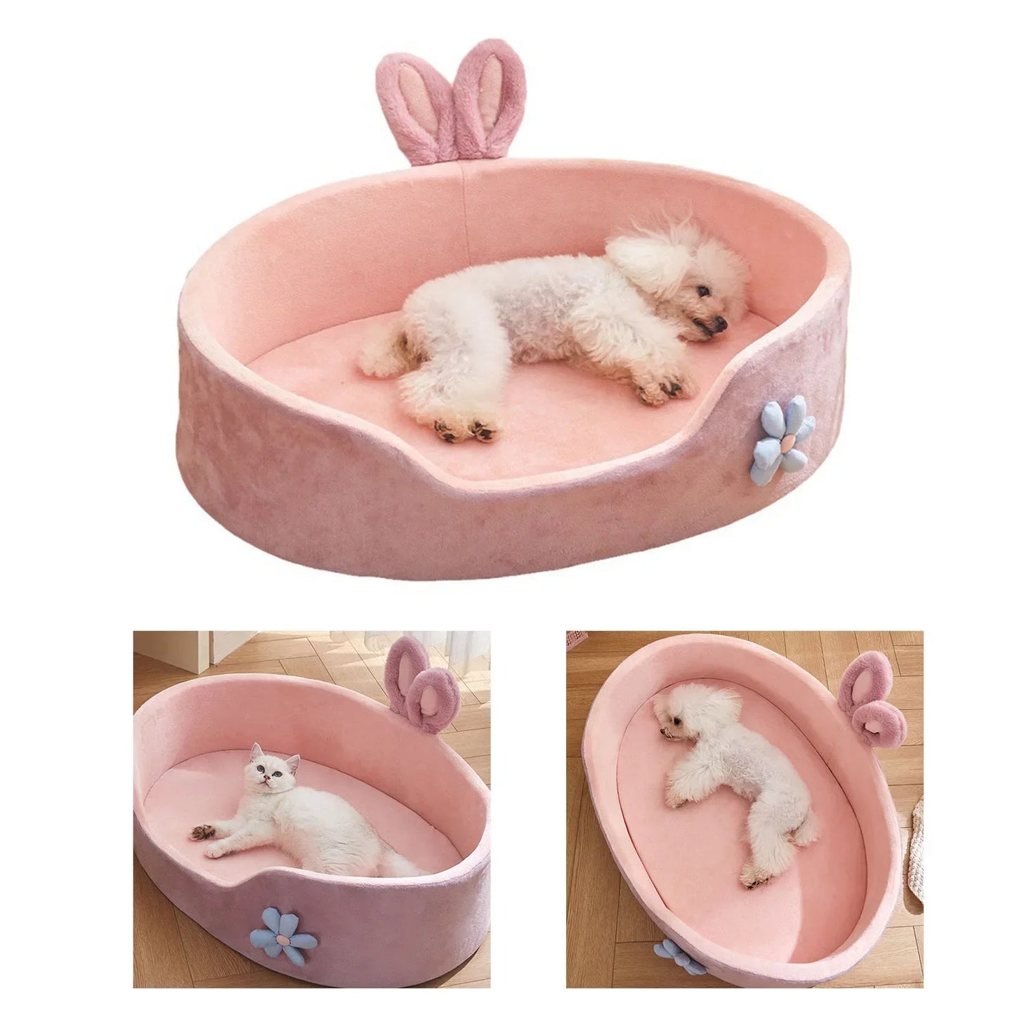 🐾 Soft Detachable Pet Bed 💖 Washable All-Season Bed for Small Dogs & Cats