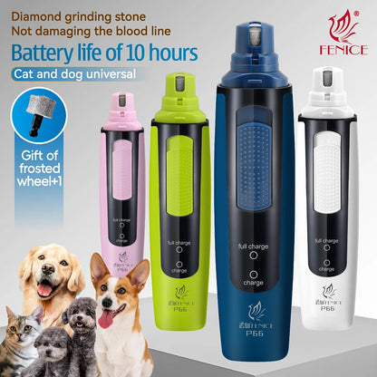 🔇 Electric Pet Nail Grinder 🐾 Rechargeable & Quiet with Diamond Head (P66)