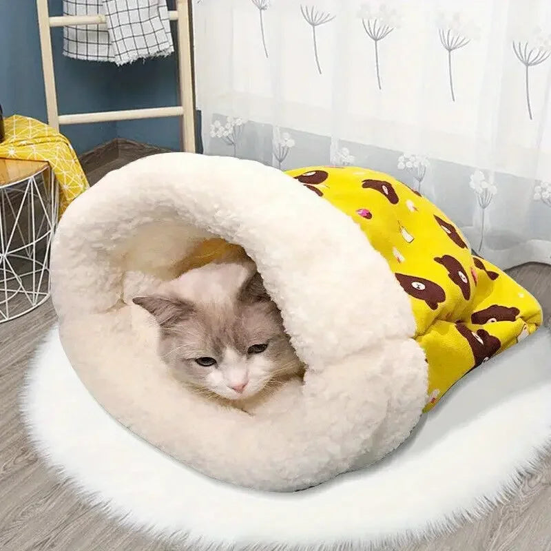 Cozy Plush Pet Sleeping Bag 🌟 Soft Tunnel Bed for Cats & Small Dogs