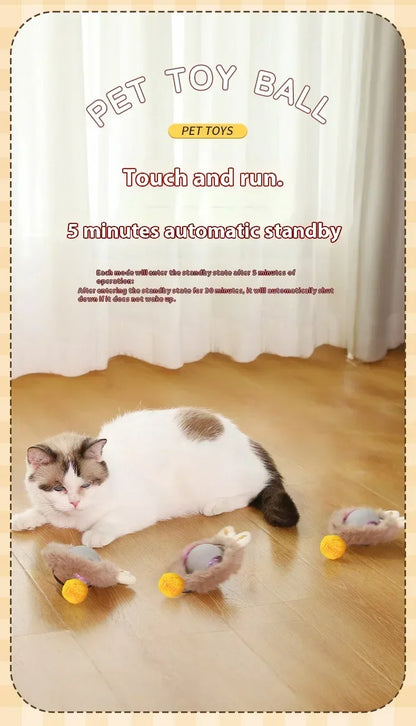 🧶 Rechargeable Cat Toy Ball ✨ Interactive Automatic Rolling Ball with Simulated Tail