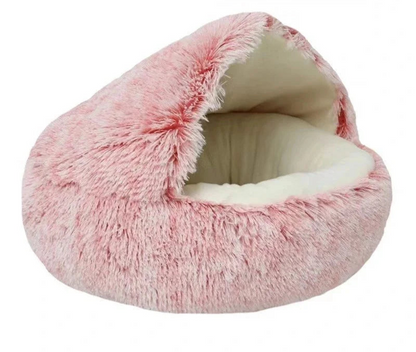 Winter Plush Cat Bed Semi-Enclosed Cozy Nest for Cats
