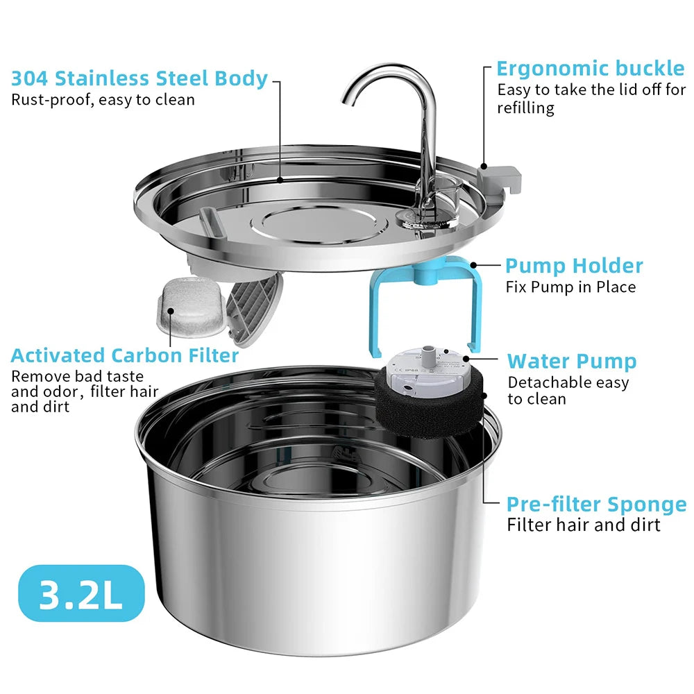 💦 Stainless Steel Auto Water Fountain for Cats & Dogs 🐾