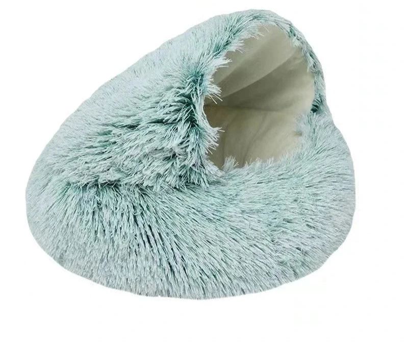 Winter Plush Cat Bed Semi-Enclosed Cozy Nest for Cats