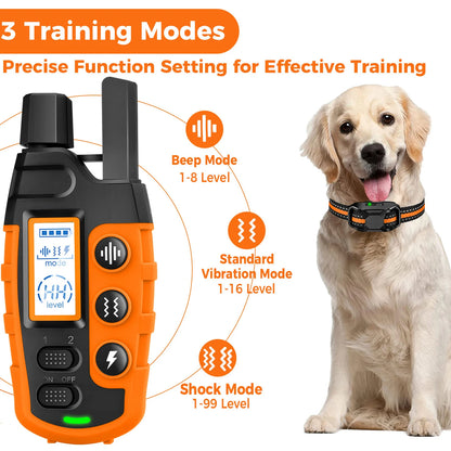Dog training collar with remote, waterproof, orange color, fits 5-120lbs dogs