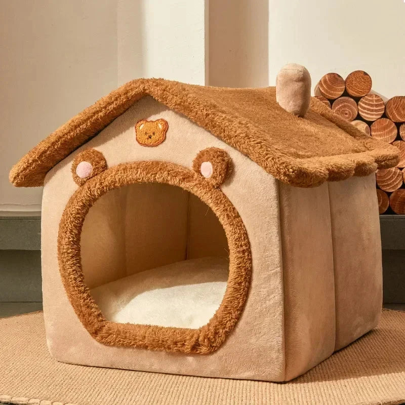 🏠 Cozy Foldable Pet House – Warm Winter Nest for Small Dogs & Cats