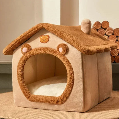 🏠 Cozy Foldable Pet House – Warm Winter Nest for Small Dogs & Cats