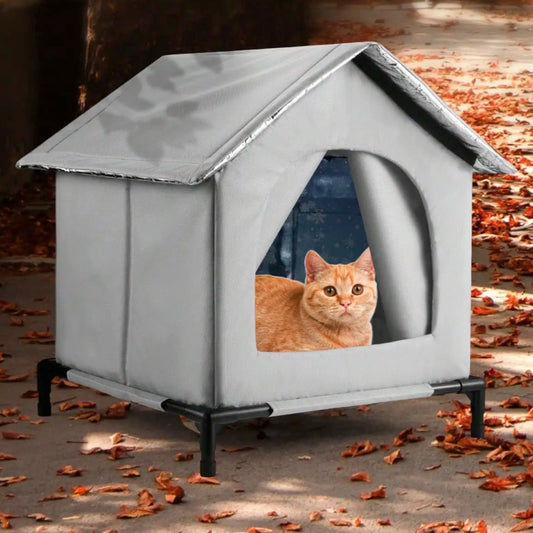 🏠 All-Season Waterproof Cat House 🧊🔥 Heated & Cooled Foldable Shelter for Indoor/Outdoor