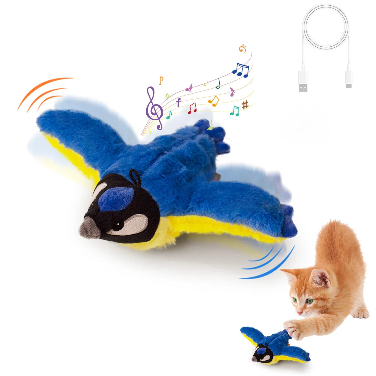 Flapping Bird Cat Toy with Real Sounds & Catnip Fun