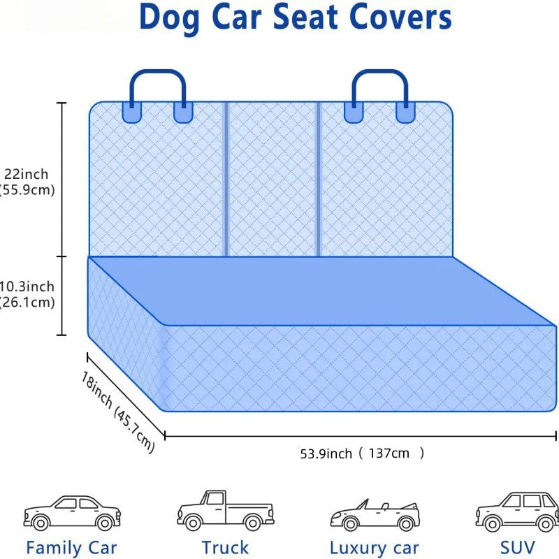 🚗 Dog Car Seat Cover 🐶 Waterproof & Hammock Travel Mat for Small to Large Dogs