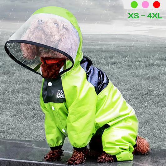 ☔ Waterproof Dog Raincoat 🐾 Reflective Hooded Pet Jumpsuit