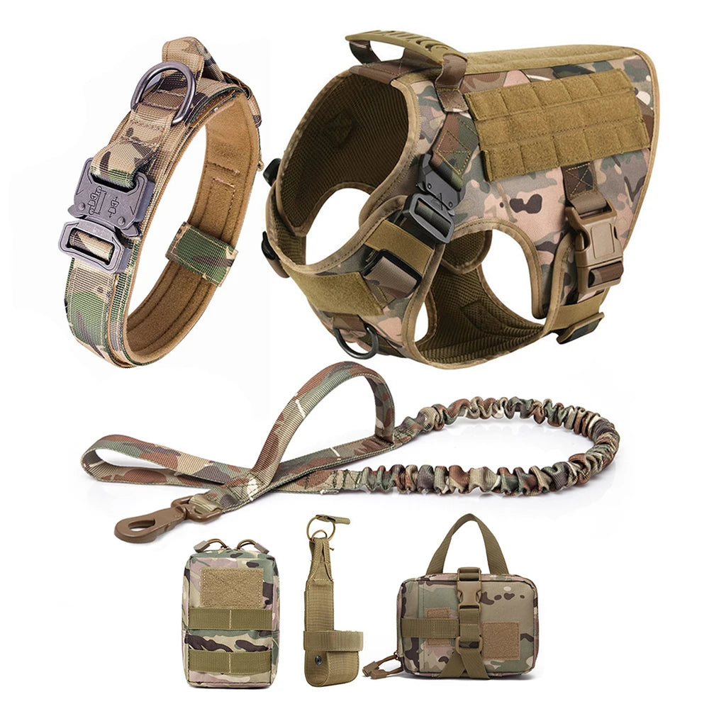 Tactical Dog Harness Set – Large Dog Vest + Leash + Collar