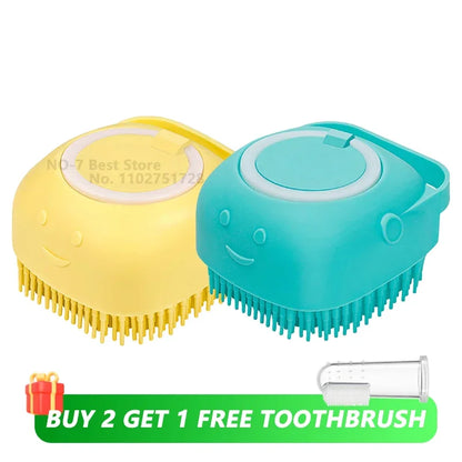 🛁 Silicone Dog Bath Brush – Pet Shampoo Scrubber & Grooming Comb 🐾