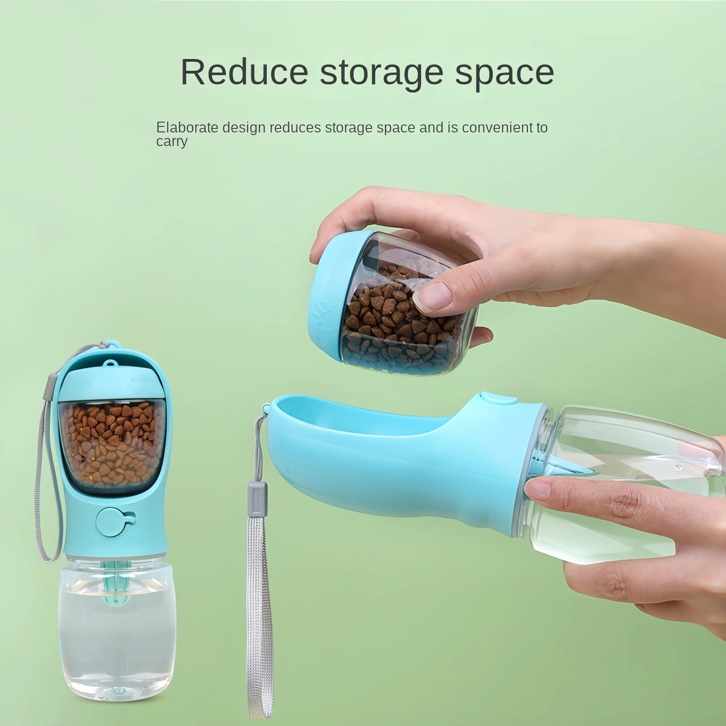 🐾 Portable Pet Water Bottle with Food Storage – Travel Feeder for Dogs & Cats 🚰