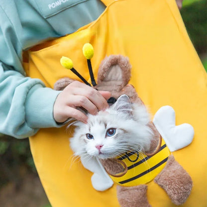 👜 Pet Canvas Travel Tote – Cute Breathable Carrier for Cats & Small Dogs