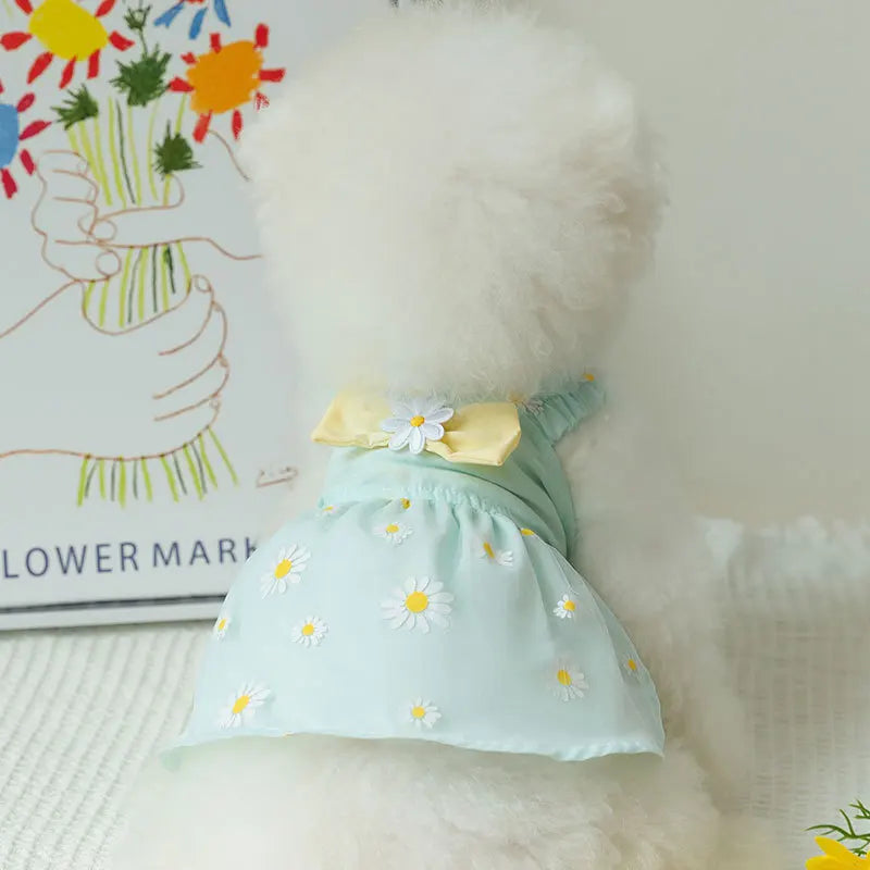 🌞 Sunflower Summer Dog Dress 🌻 Cute Mesh Princess Skirt for Small Dogs & Cats
