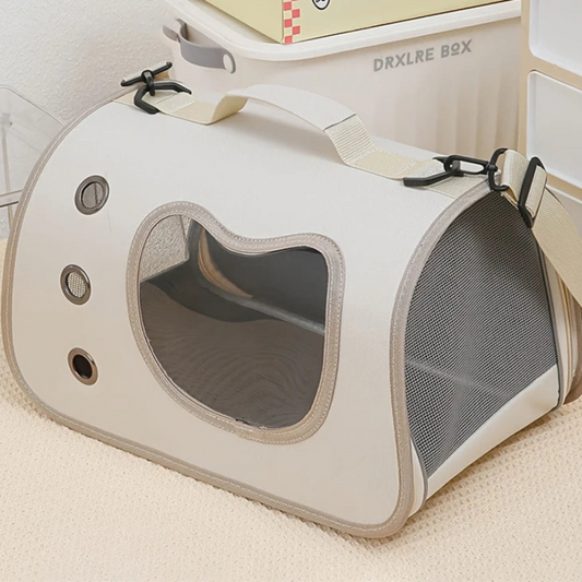 Foldable breathable pet carrier bag for cats and small dogs with shoulder strap