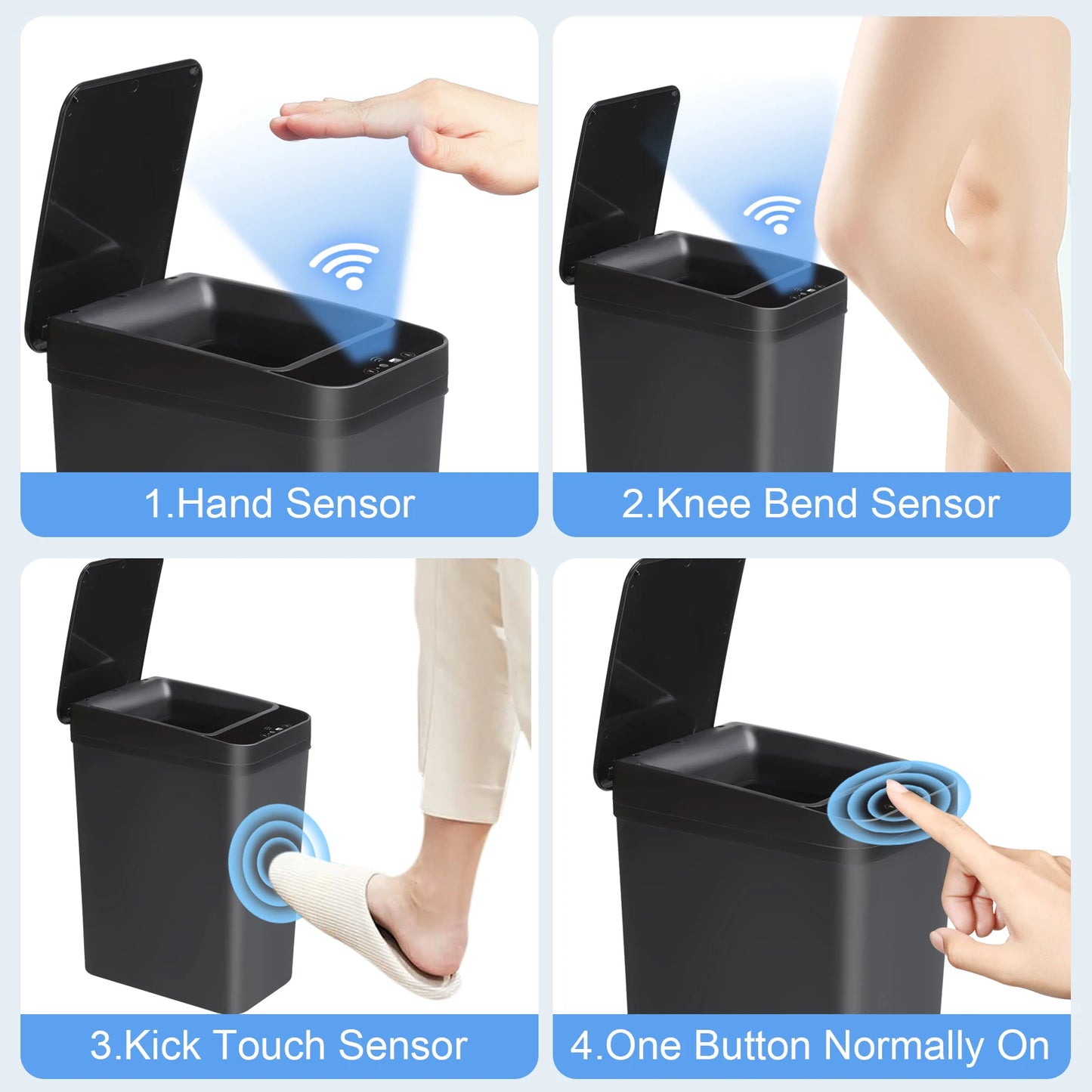 🗑️ Touchless Sensor Trash Can 12L x2 – Slim Motion Lid 🧼