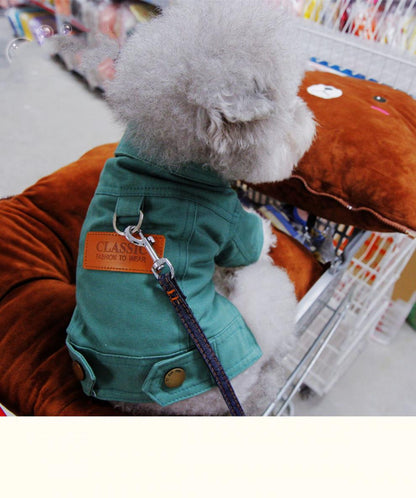 🧥 Dog Denim Jacket 🌼 Spring Vest with Leash Ring for Small Pets