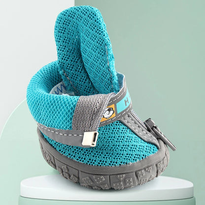 Warm non-slip winter dog shoes with plush lining and breathable waterproof material

