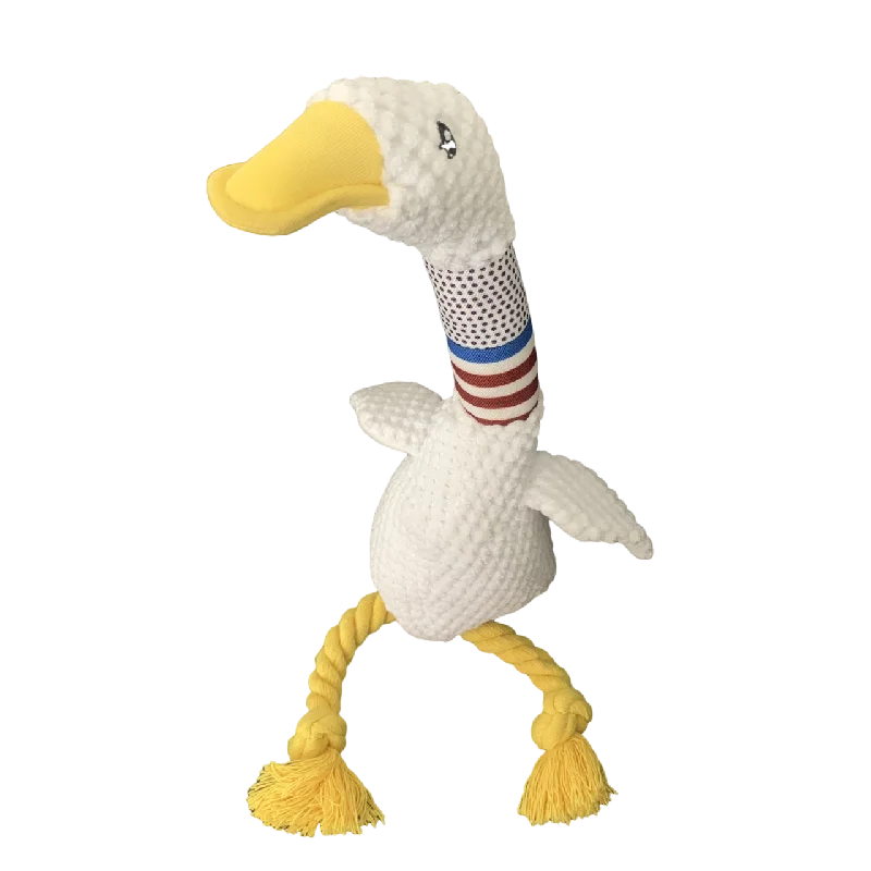Interactive White Goose Dog Toy 🪿 – Long-Necked Plush Squeaky Chew Toy for Dogs