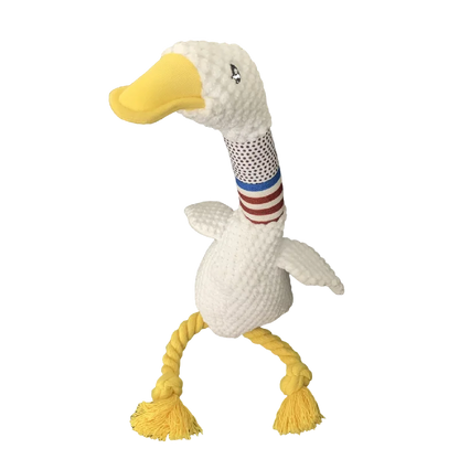 Interactive White Goose Dog Toy 🪿 – Long-Necked Plush Squeaky Chew Toy for Dogs