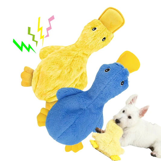 Plush Duck Dog Toy  🧸 Squeaky No-Stuffing Chew Toy for Puppies and Small Dogs