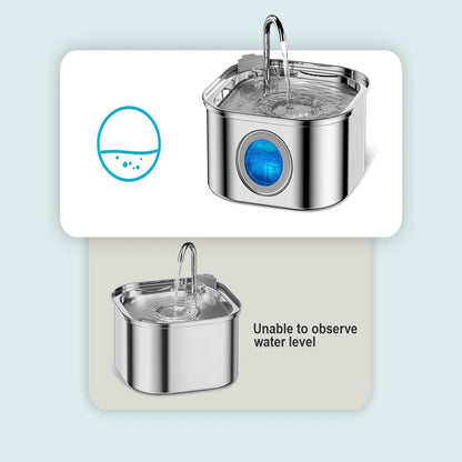 Stainless Steel Pet Water Fountain 3.2L Dispenser Bowl