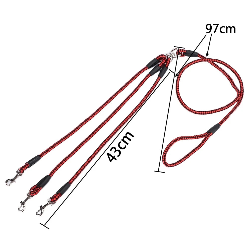 🐾 3-Way Dog Coupler Leash – No Tangle Splitter Triple Lead for Walking 3 Dogs or Cats 🐕