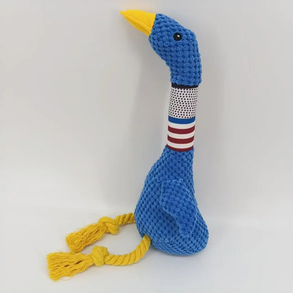 Interactive White Goose Dog Toy 🪿 – Long-Necked Plush Squeaky Chew Toy for Dogs