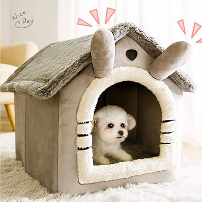 🏠 Cozy Foldable Pet House – Warm Winter Nest for Small Dogs & Cats