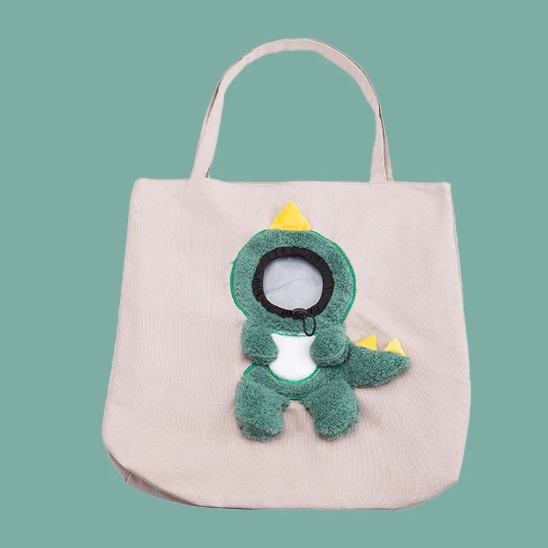 👜 Pet Canvas Travel Tote – Cute Breathable Carrier for Cats & Small Dogs