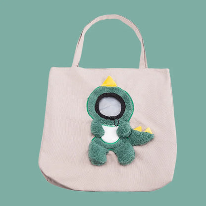 👜 Pet Canvas Travel Tote – Cute Breathable Carrier for Cats & Small Dogs
