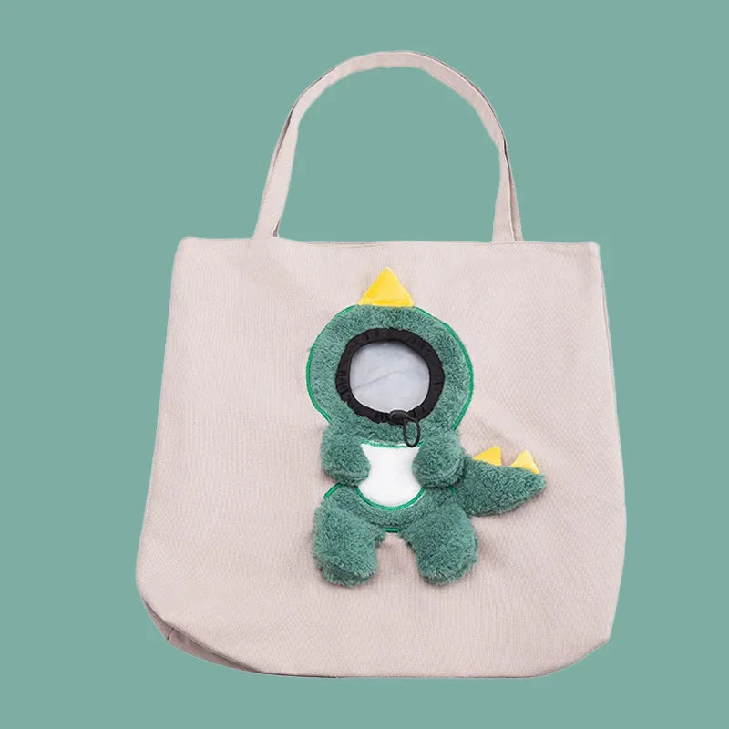 👜 Pet Canvas Travel Tote – Cute Breathable Carrier for Cats & Small Dogs
