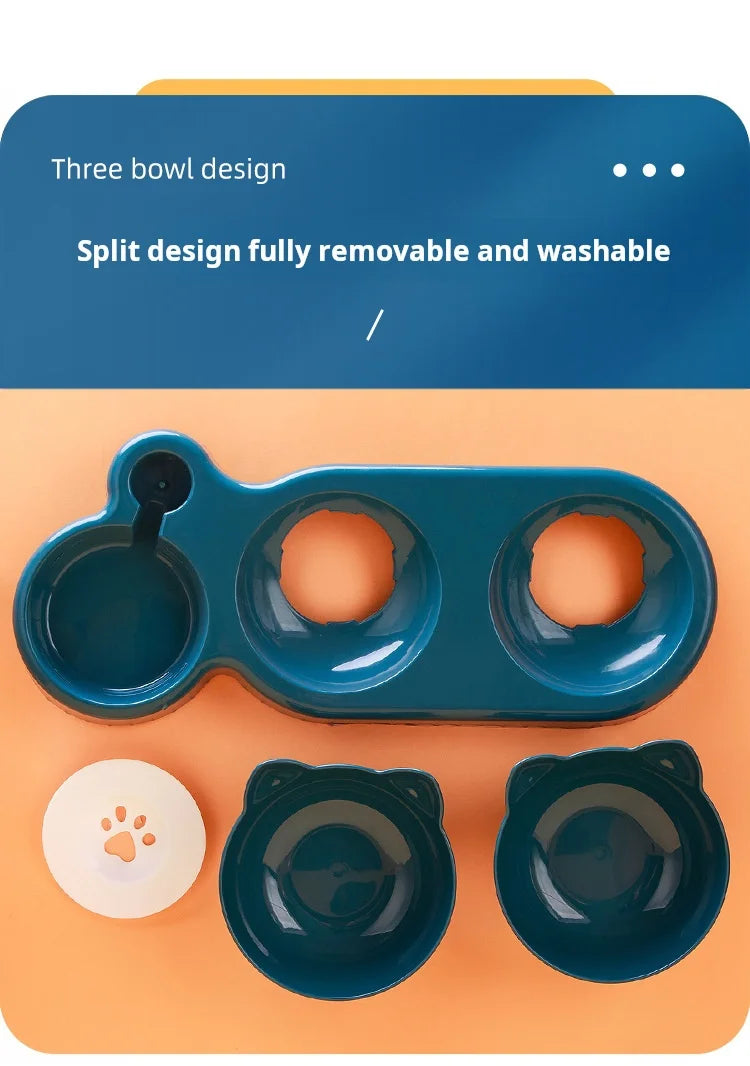 🐾 Tilted Cat Bowl Set with Gravity Water Feeder | 3-in-1 Pet Feeding Station 🐾