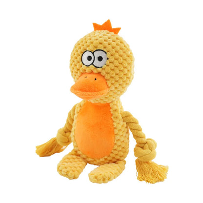 Cartoon Animal Plush Dog Toy 🐾 Squeaky Rope Chew Toy for Small Dogs & Puppies