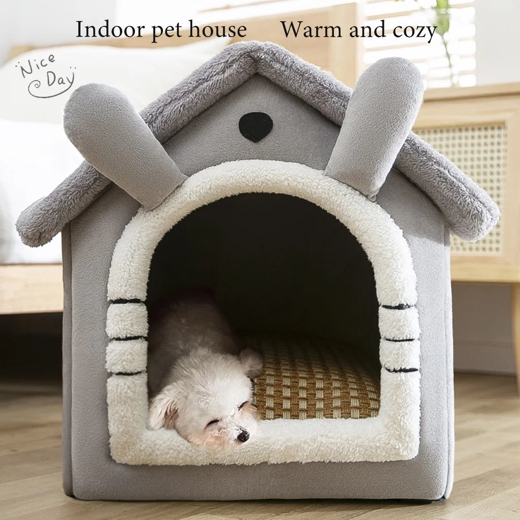 🏠 Cozy Foldable Pet House – Warm Winter Nest for Small Dogs & Cats