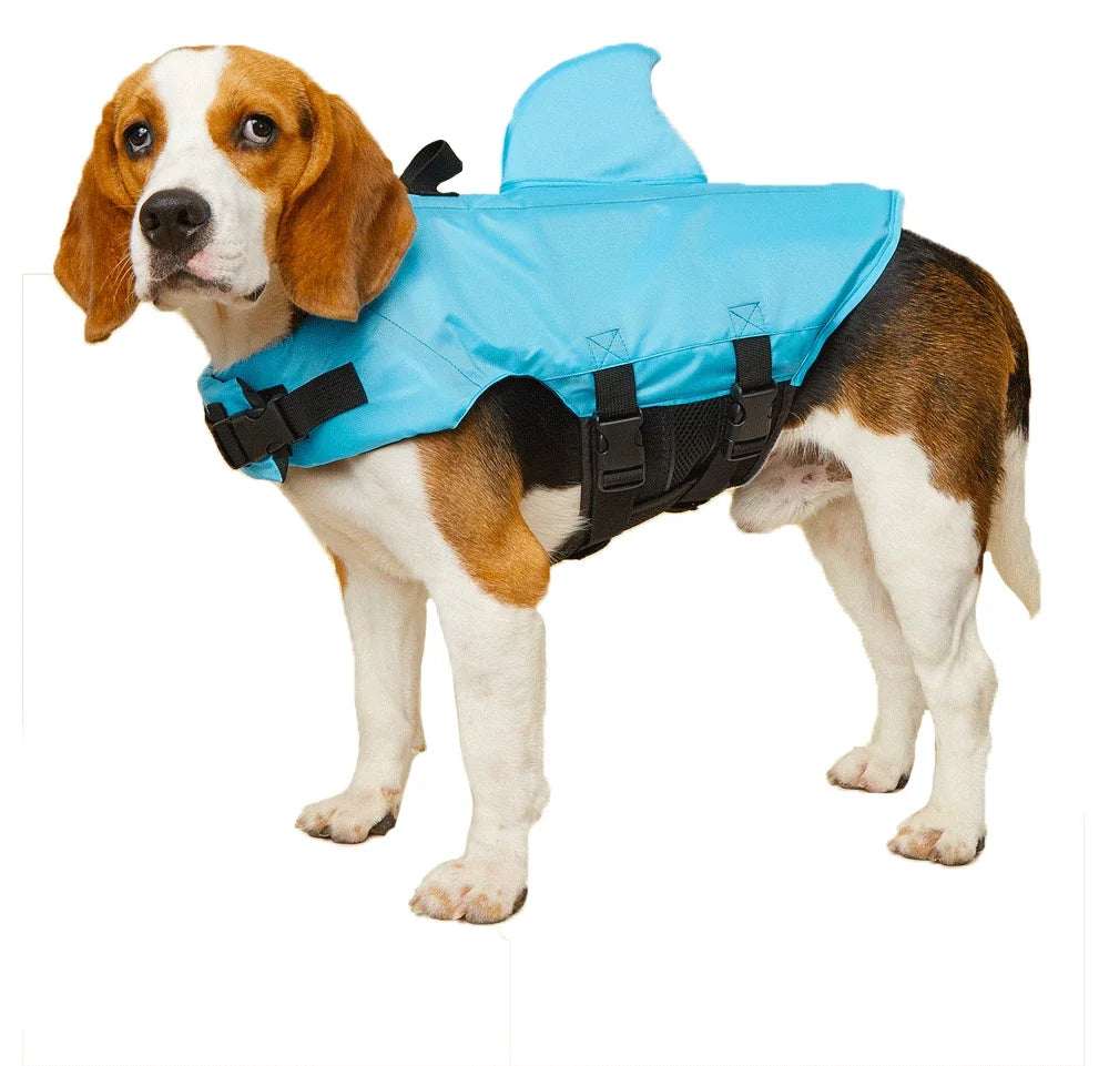Shark Fin Dog Life Jacket 🦈 Buoyant Safety Vest for Swimming & Boating