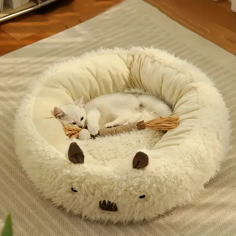 Alpaca-Shaped Winter Pet Bed ✨ Soft & Cozy Detachable Nest for Small Cats & Dogs