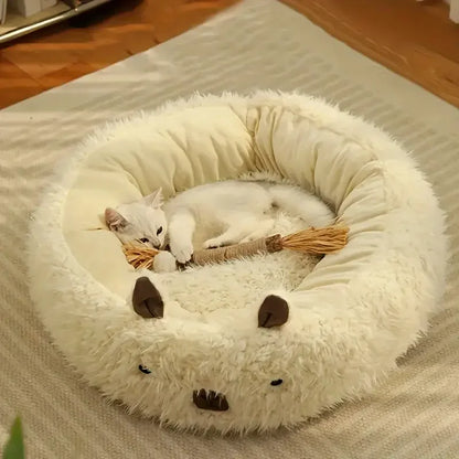 Alpaca-Shaped Winter Pet Bed ✨ Soft & Cozy Detachable Nest for Small Cats & Dogs