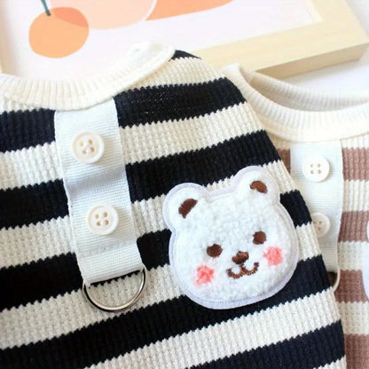 🐶 Striped Dog T-Shirt 🐾 Summer Vest with Built-in Leash Ring for Small Pets