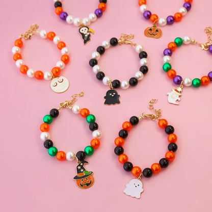 Halloween Pet Pearl Necklace 🎃✨ Fancy Beaded Jewelry for Cats & Small Dogs