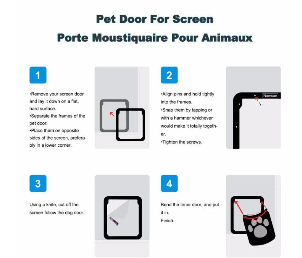 🐾 Small Pet Screen Door with Paw Design ✨ Easy Install & Bite-Resistant