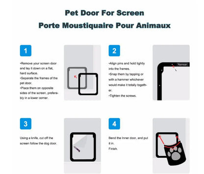 🐾 Small Pet Screen Door with Paw Design ✨ Easy Install & Bite-Resistant