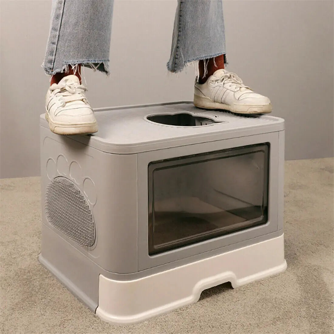 🐱 Foldable Enclosed Cat Litter Box with Top & Front Entry 🚪